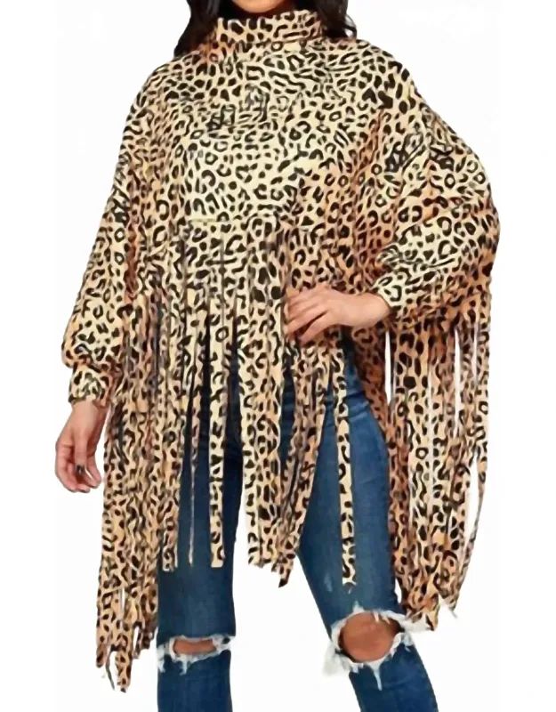 Fringe Top In Leopard Print
