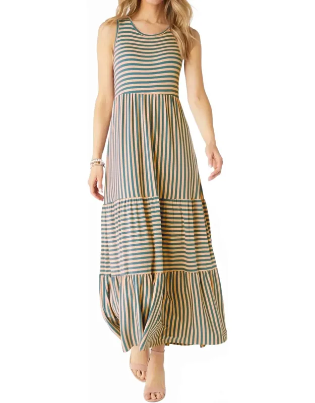 Striped Tiered Maxi Dress