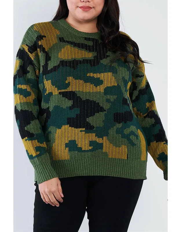 Camo Knit Relaxed Fit Sweater