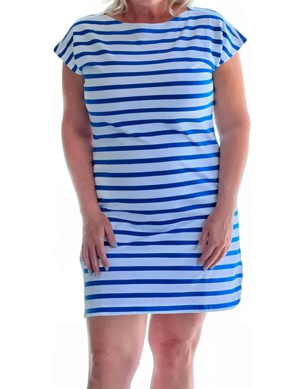 Capri Dolman Sleeve Dress In Classic Stripes