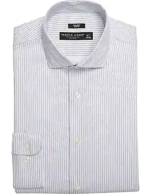 Big & Tall Slim Fit Stripe Spread Collar Dress Shirt