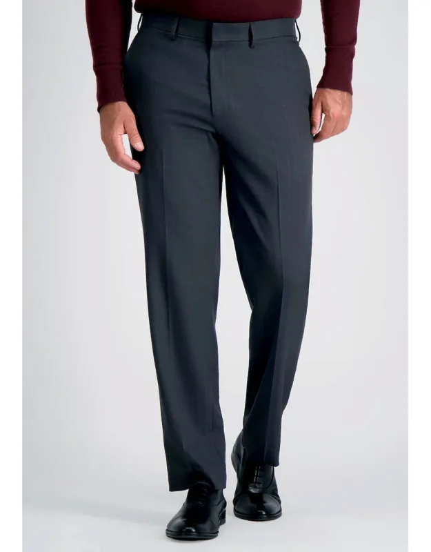 Haggar Premium Comfort Straight Fit Tonal Windowpane Flat Front Dress Pants