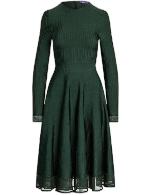 Sheer Edge Crewneck Dress