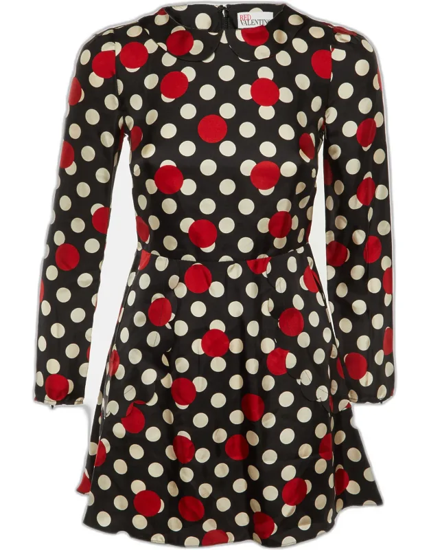 Polka Dot Print Silk Mini Dress