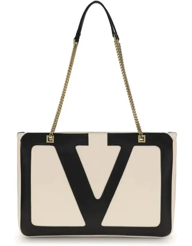 Viva Superstar Medium Leather Shoulder Bag With Double Chain Handle And Slit Pocket