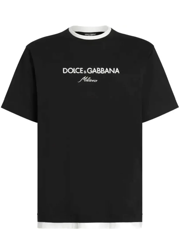 Logo-embroidered Layering Cotton T-shirt