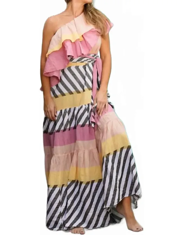 Ruffled One Shoulder Maxi Dress