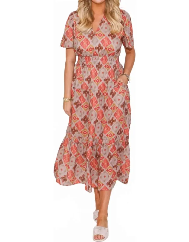 Smocked Waist Tiered Print Maxi Dress