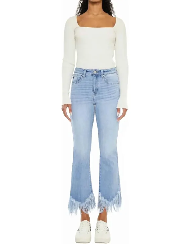 High Rise Crop Bootcut Denim Pants