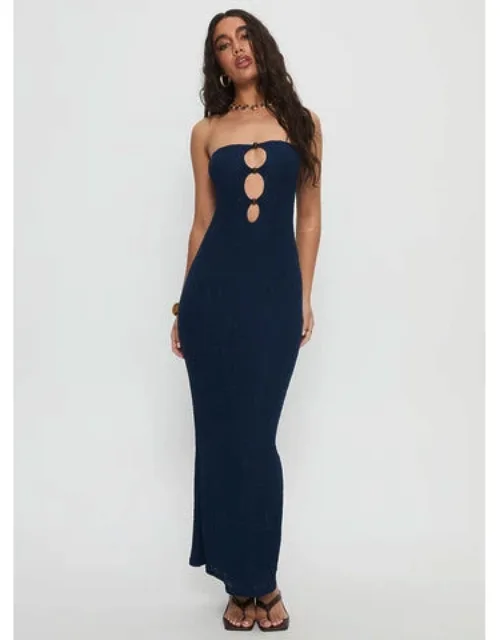 Strapless Maxi Dress With Cut-out And Bust Bead Detail