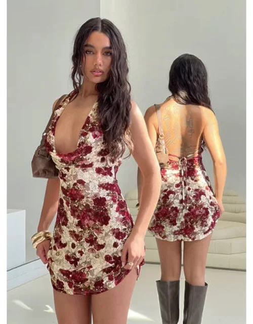 Salome Halter Cowl Neck Mini Dress