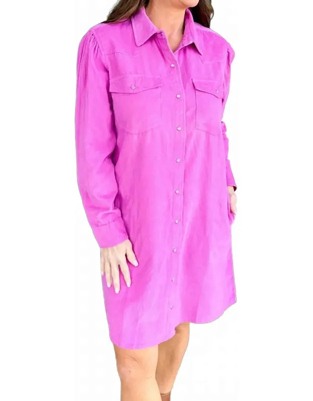 Corduroy Snap Front Mini Dress