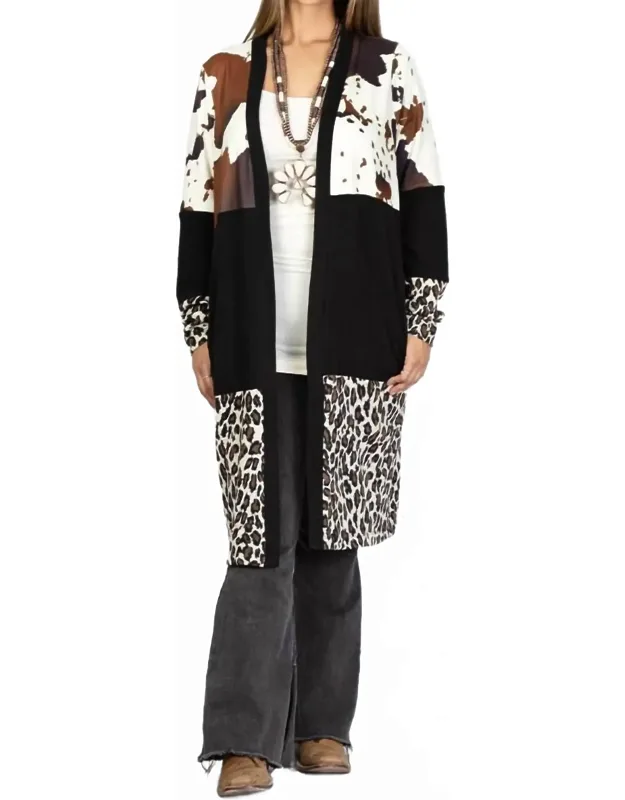Cow Print And Leopard Cardigan