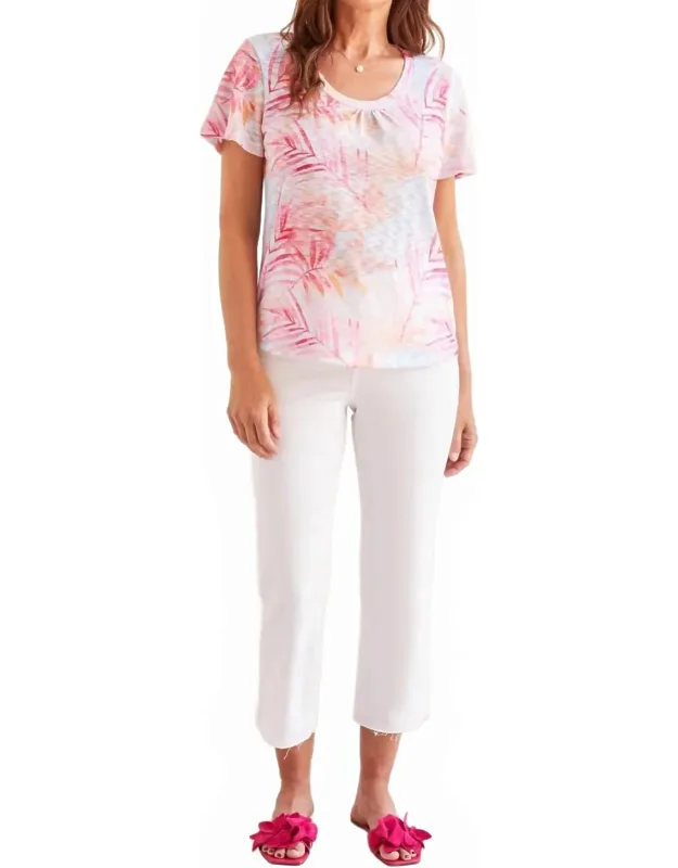 Tropical Raspberry Fern Short Sleeve Top