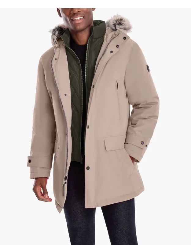 Artic Parka With Removable Faux Fur Trim On Hood