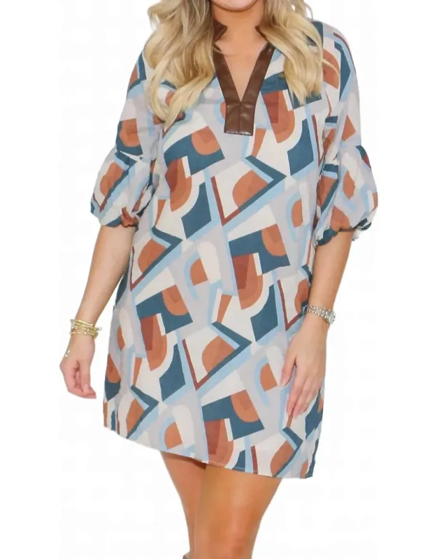 Short Sleeve Print Mini Dress