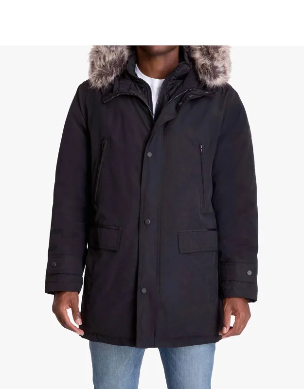 Artic Parka With Removable Faux Fur Trim On Hood
