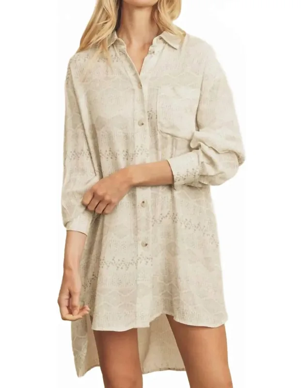 Barcelona Printed Button Down Shirt Dress
