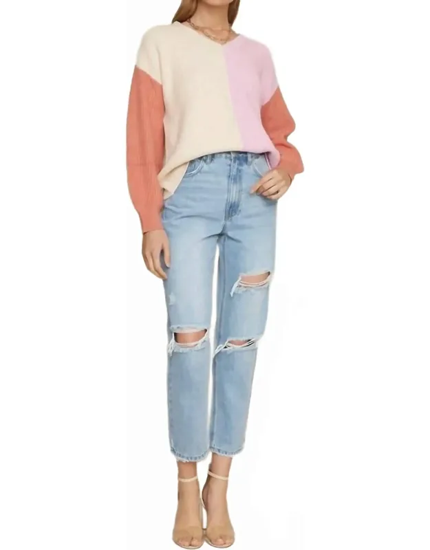 Multi Color Long Sleeve Knit Sweater