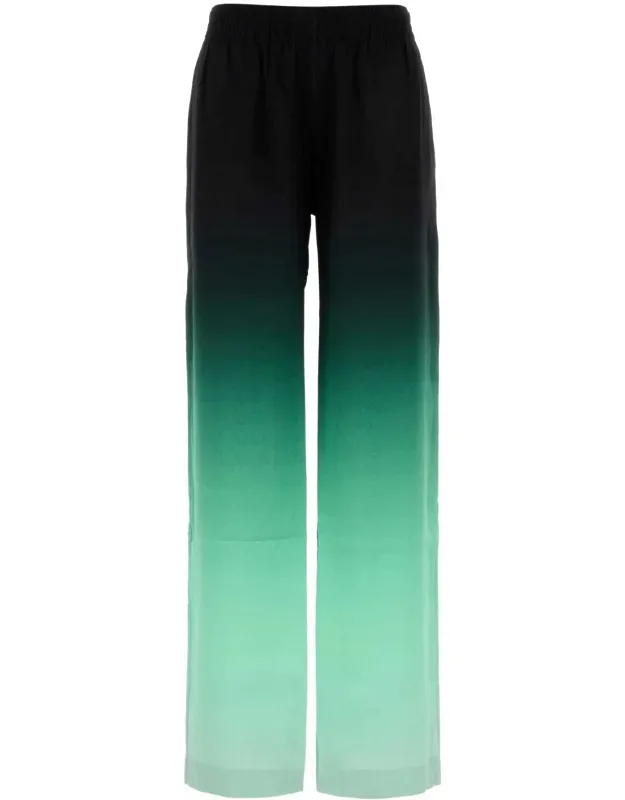 Embroidered Satin Wide-leg Pants