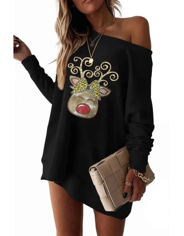 Christmas Print Sweatshirt Dress