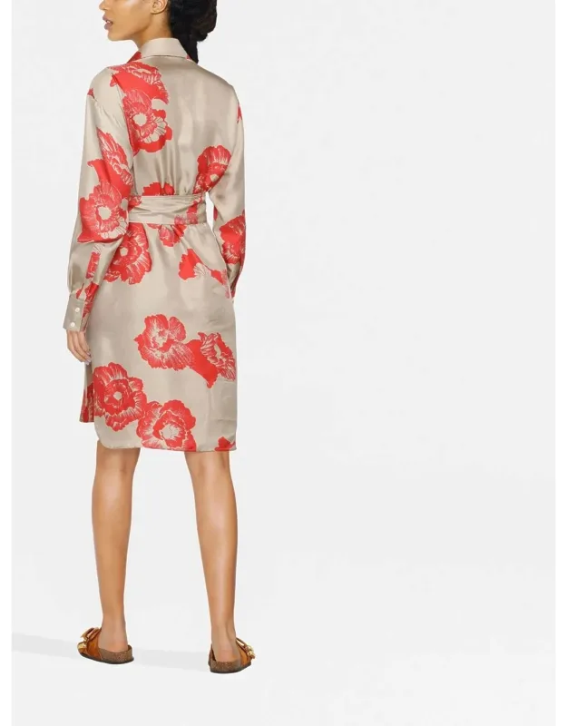 Floral Print Belted Shirt Dress