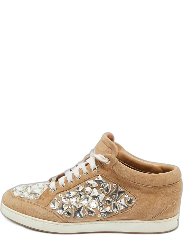 Suede Miami Crystal Embellished Low Top Sneakers