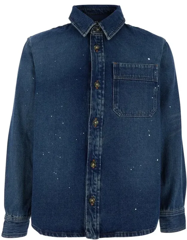 Basile Shirt With Chest Pocket And All-over Paint Effect In Cotton