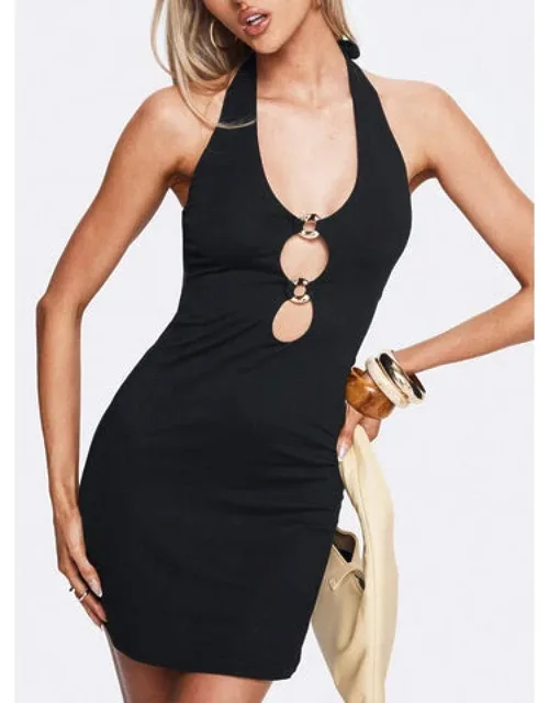Halter Hardware Mini Dress