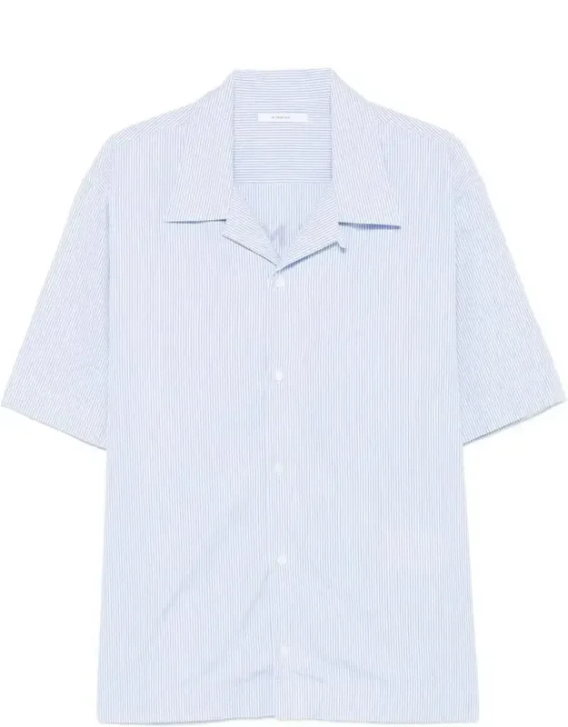 Cotton Striped Shirt With Stamp Print