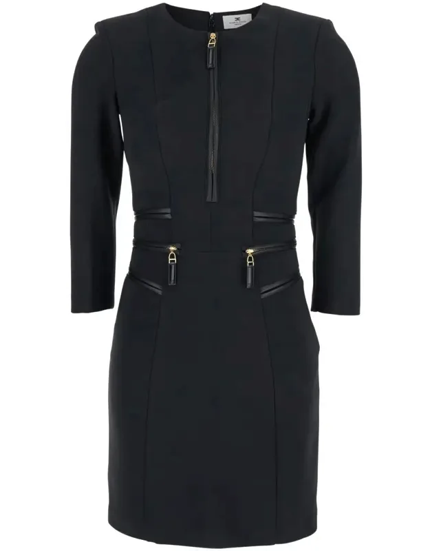 Dress With Zip Closure And Three-quarter Length Sleeves