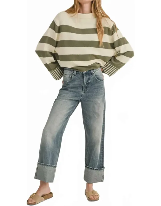 Cuffed Straight Leg Jeans