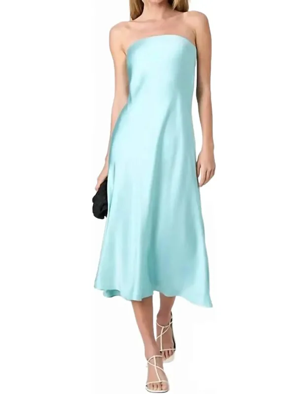 Oona Satin Strapless Midi Dress