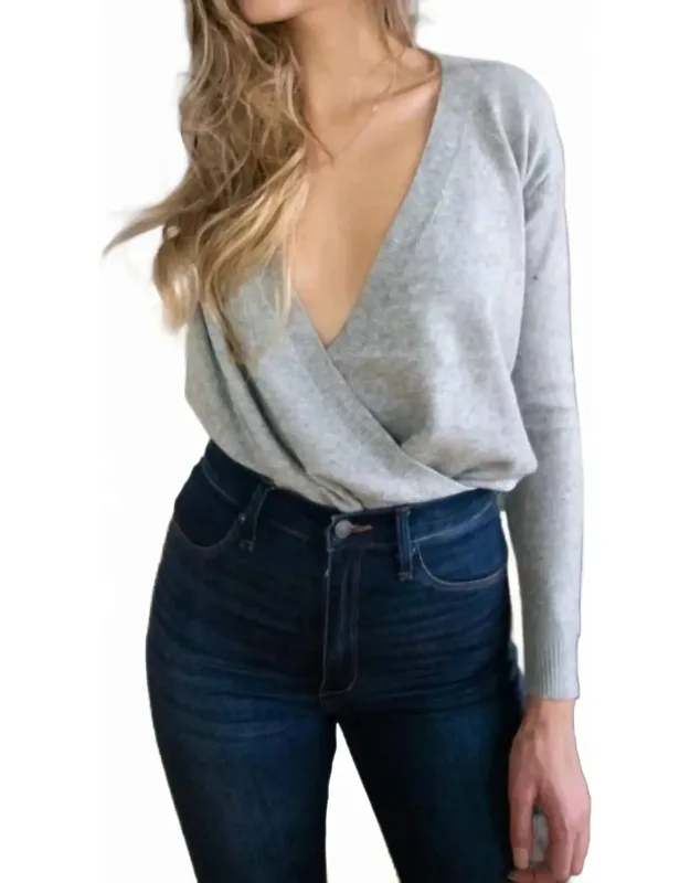 Plunging Surplice V-neck Sweater