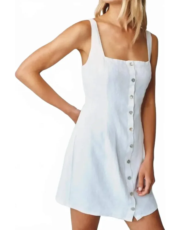 Square Neck Button Front Mini Dress