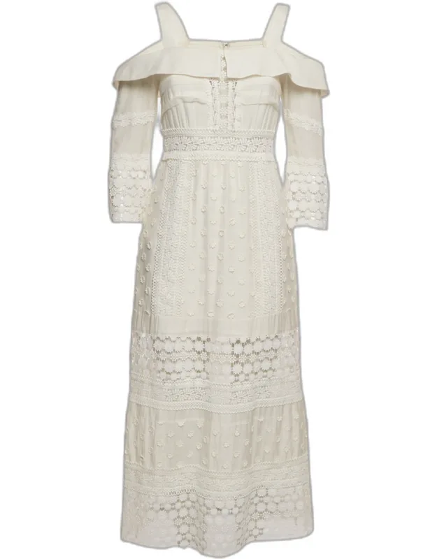 Lace Insert Cotton Midi Dress