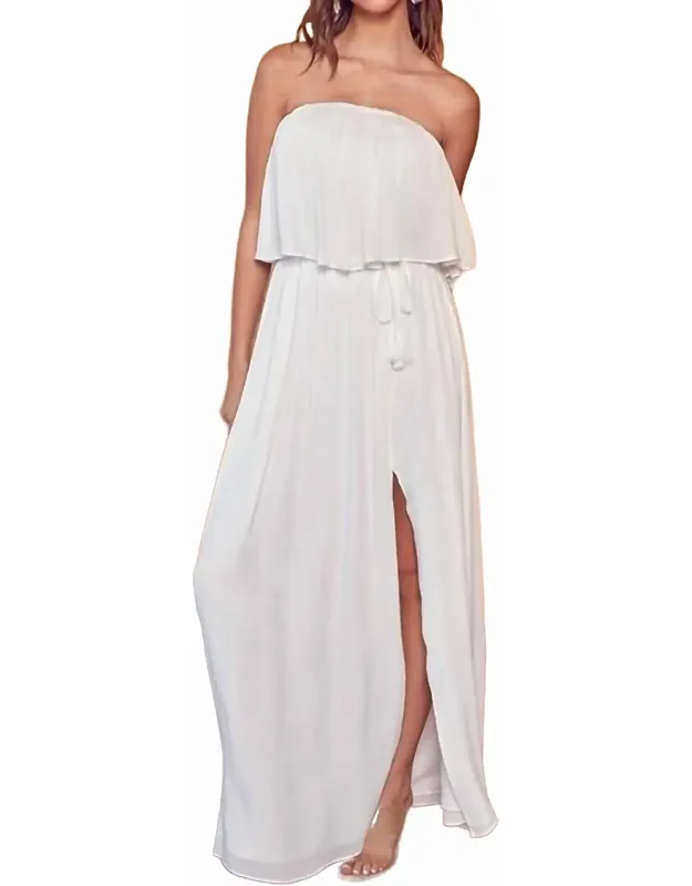 Lost In Paradise Strapless Slit Maxi Dress