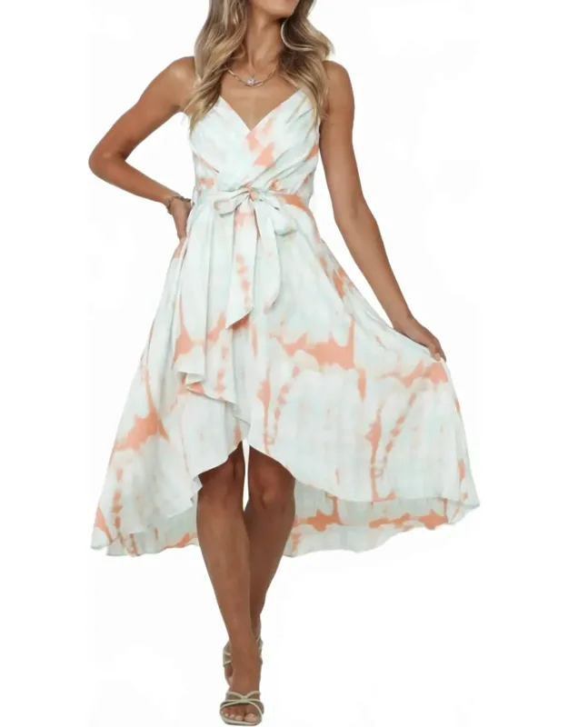 Tie-dye Wrapped Midi Dress