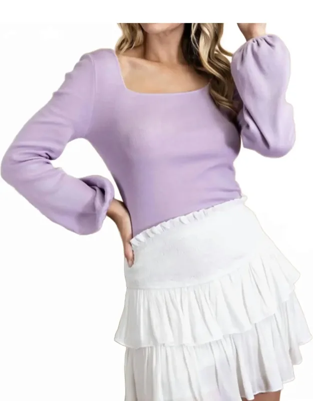 Penny Puff Sleeve Back Tie Sweater Top