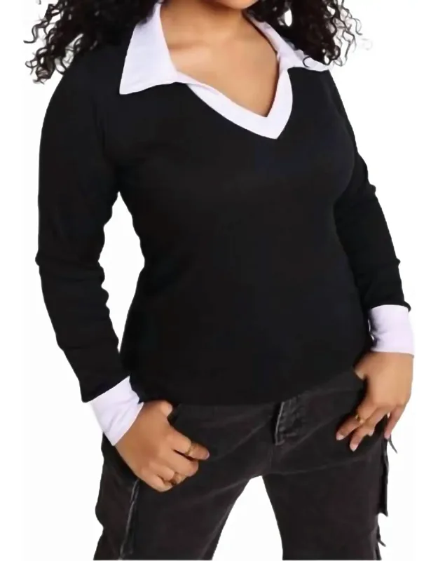 Contrast Collared Top
