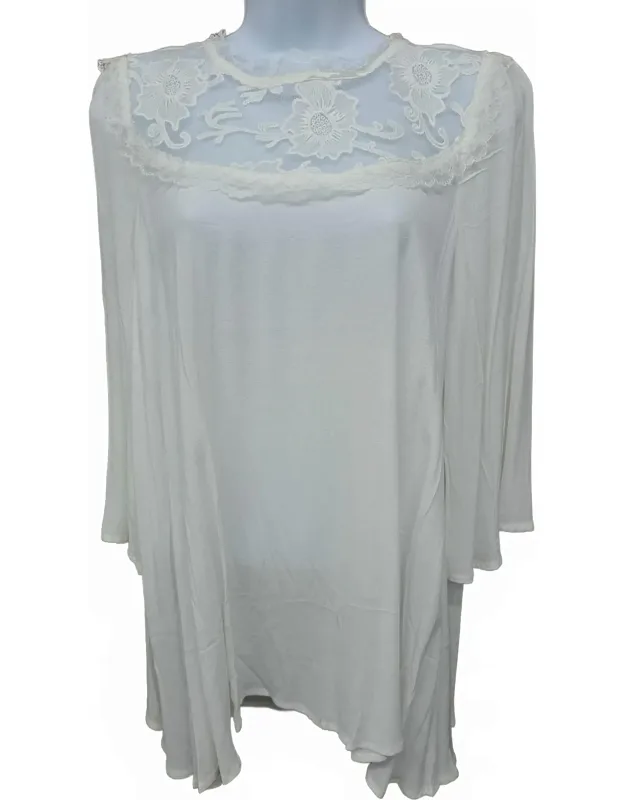 Floral Lace Tie Back 3/4 Sleeve Blouse