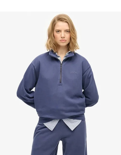 Essential Logo Garment Dye Half Zip Jumper