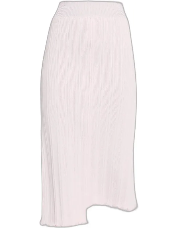 Asymmetric Fine Ribbed Cotton Skirt