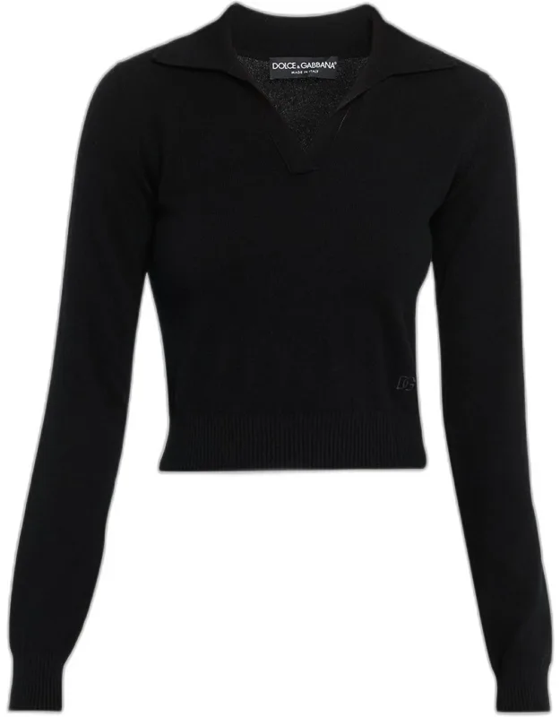 Cashmere Crop Henley Sweater
