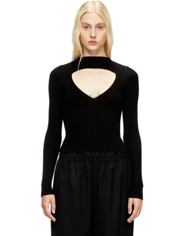 Ribbed Wool Jumper With Cut-out