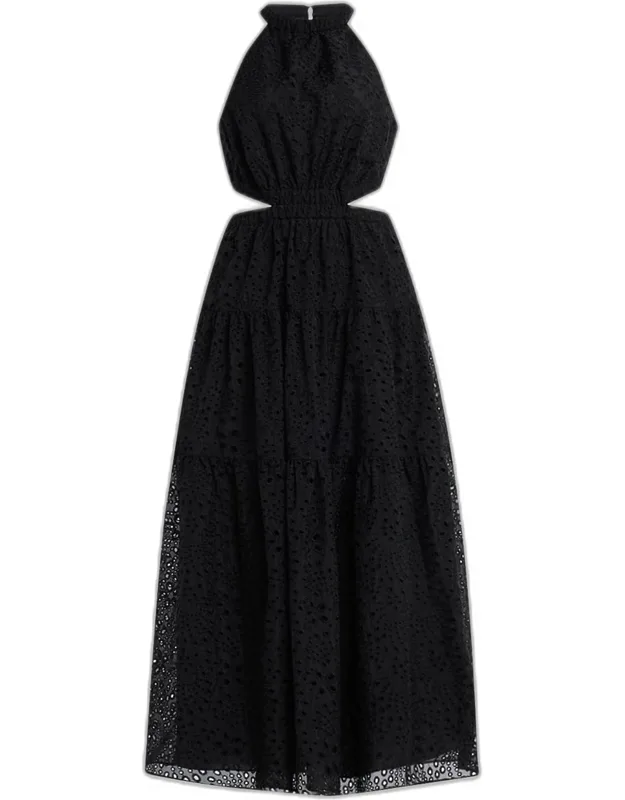 Embroidered Cutout Maxi Dress