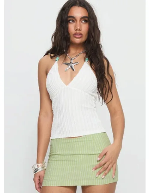 Vibe Check Bead Detail Cross Front Top