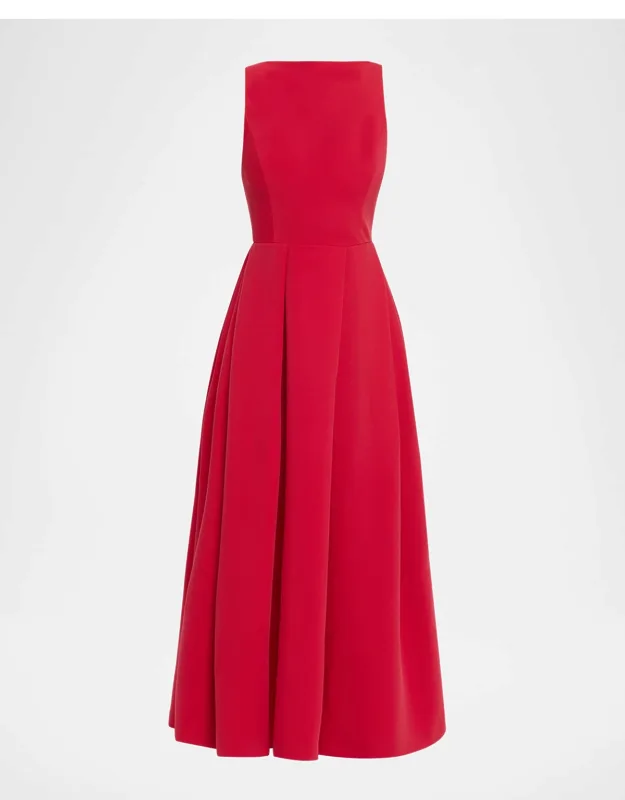 Pleated Techno Cady Midi Dress