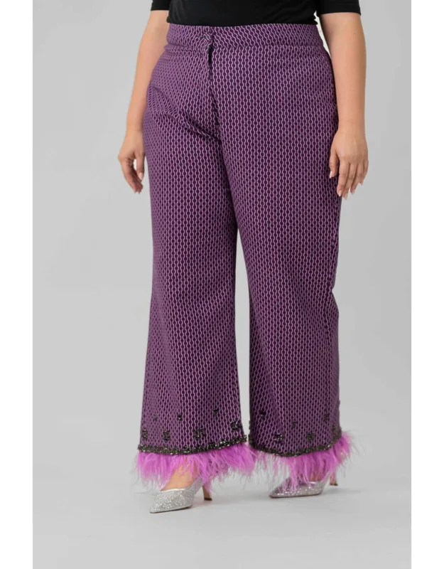 Cotton Jacquard Wide Leg Pants