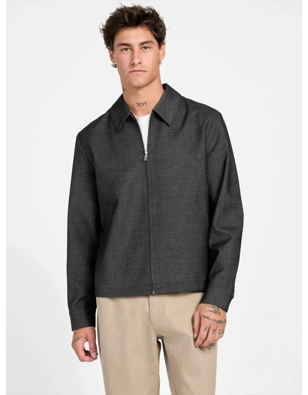 Wool-blend Zip Blazer